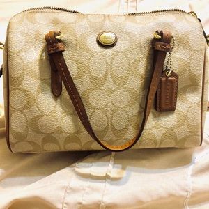 Coach signature canvas tan and brown crossbody